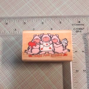 Hogs and Kisses Rubber Stamp